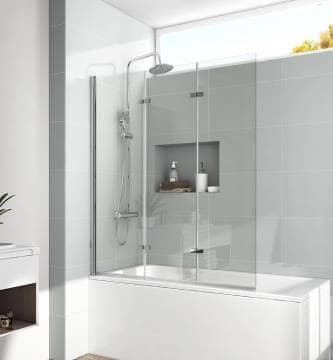 EMKE Mampara de Ducha para Bañera Plegable, 130x140 cm - Funcionalidad y estilo en tu baño